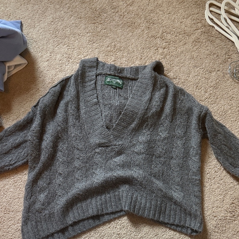 Gray Cable Knit Women's Sweater